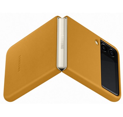 Husa Leather Cover pentru Samsung Galaxy Z Flip3, Mustard